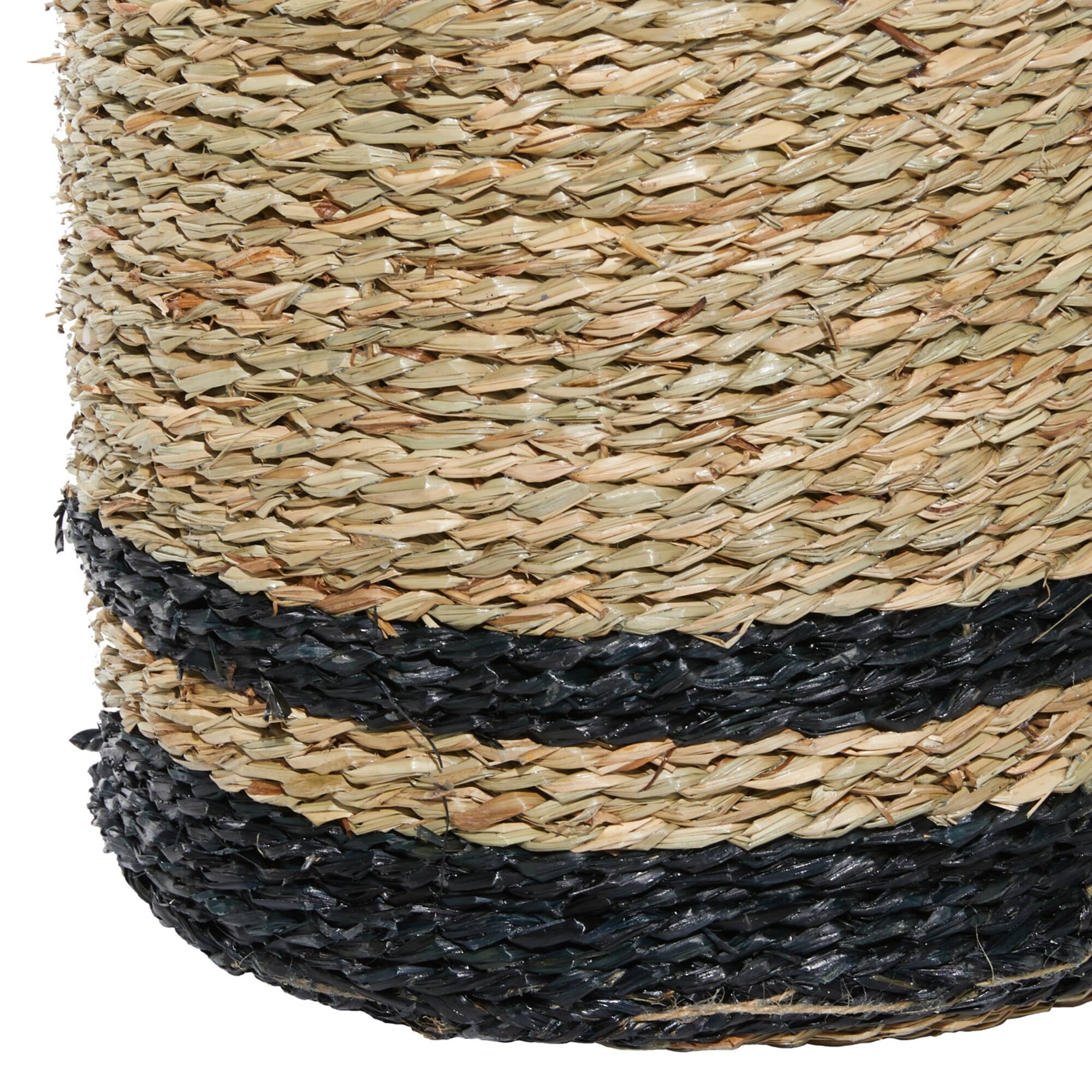 Black Seagrass Modern Storage Basket Set